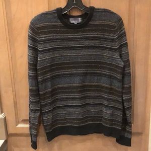 Vintage Vince striped crewneck pullover grandpa style cashmere wool knit sweater